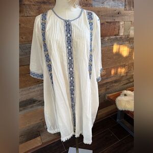 Anthropologie x Raga White Embroidered Sequin Button
Front Midi Dress sz M